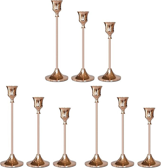 Candlestick Holders Rose Gold, 9 Packs Taper Candle Holder for Candlesticks, Candle Sticks Holder Decor for Home Decor