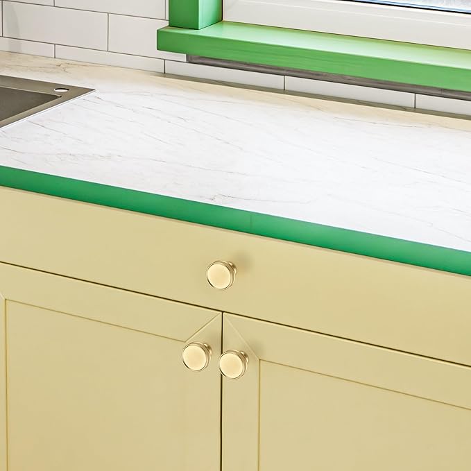 Ravinte 5 Pack 1-1/5"(30mm) Brushed Brass Cabinet Knobs Knurled Dresser Drawer knobs Kitchen Cupboard Handles for Cabinet Hardware