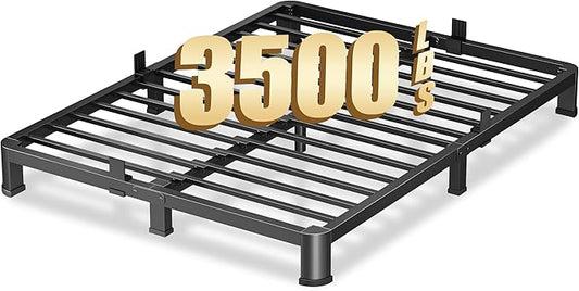 4 Inch Full Heavy Duty 3500 lbs Bed Frame with Round-Corner Legs & Anti-Squeak Design – Quick Assembly Metal Platform, No Box Spring Needed