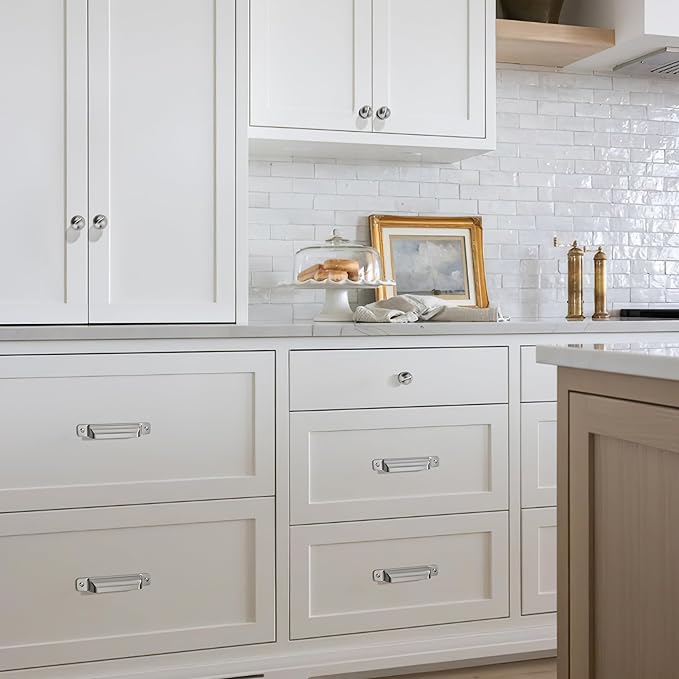 10 Pack 1 Inch (25mm) Diameter Round Brushed Nickel Cabinet Solid knobs，Cabinet Pulls,knobs for cabinets and Drawers,Ball Cabinet knobs Cabinetry Hardware.