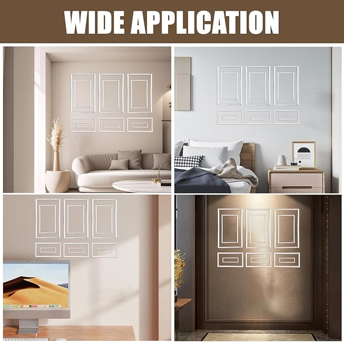 1 Set Peel and Stick Wall Molding Kit - Inner and Outer Layers Style Accent Wall Molding, Ready-to-Assemble Pre Made Wainscoting Wall Panel for Home Décor (Premium Textured Finish)