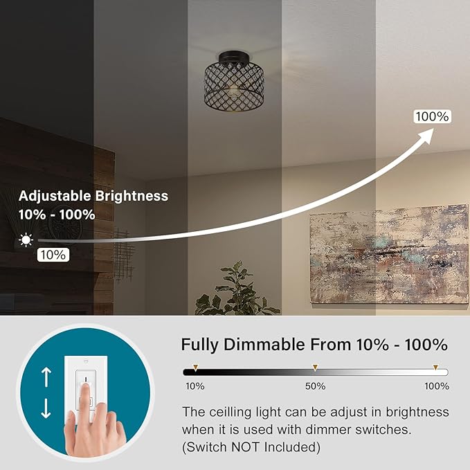 Black Crystal Ceiling Light Fixture,Modern Semi Flush Mount Ceiling Lighting Fixture,Round Small Chandelier for Hallway, Entryway, Laundry Room, Kitchen, Bedroom, Foyer, Bathroom, 1 Light, 9 inch