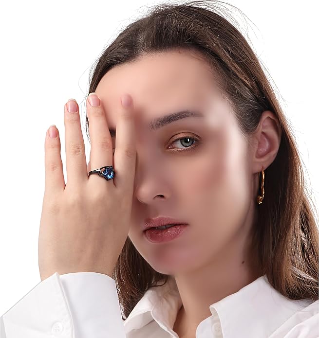 Engagement Rings for Women AAA+ Heart Cubic Zirconia Promise Rings for Her Valentines Day Gifts Womens Rings Black Gold Gothic Rings Promis Ring Wedding Rings Statement Rings for Women