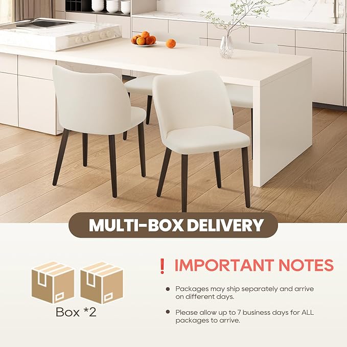 Wooden Dining Chairs Set of 4, Upholstered Kitchen Dining Room Chair, Modern Fabric Farmhouse Dinner Chair for Restaurant & Cafe, Beige