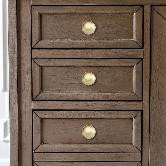 khtumeware 2 Pack 1-1/2 inch Bifold Closet Door Knobs Brushed Gold Cabinet Knobs Made of Zinc Alloy Suitable for Kitchen Cabinets/Bathroom Cabinets/Bedroom Furniture Includes Installation Screws