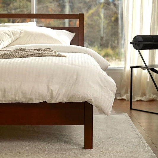 LIFEMENT Signature Wood Platform Bed Frame with Headboard, Essential, Noise Free, Under Bed Storage, No Box Spring Needed, Easy Assembly (Walnut, King (U.S. Standard))