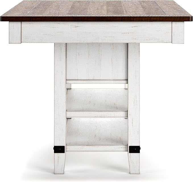 Signature Design by Ashley Valebeck Rectangular Dining Room Table, 4 Drawers, 2 Open Shelves, Wine Rack, Wood, 60" W x 40" D x 36.13" H, White & Brown