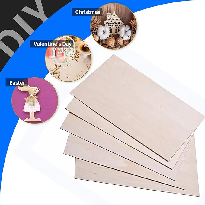 Basswood Sheets 12"x12"x1/8", 3mm Basswood for Laser Cutting, Thin Plywood Board Unfinished Wood for Crafts, DIY Architectural Models Making, Wooden Engraving, Burning Product. (12)