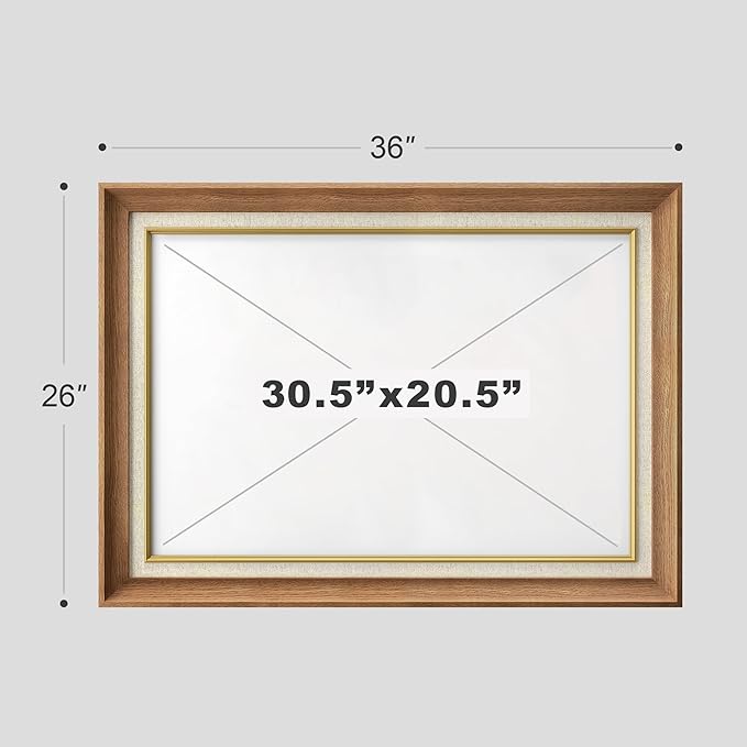 SIGNFORD Premium Framed Wall Art Road Through Rural Countryside Nature Wilderness Illustrations Fine Art Farmhouse/Country Decorative Rustic Vintage Antique Classic for Bedroom - 26"x36" Natural