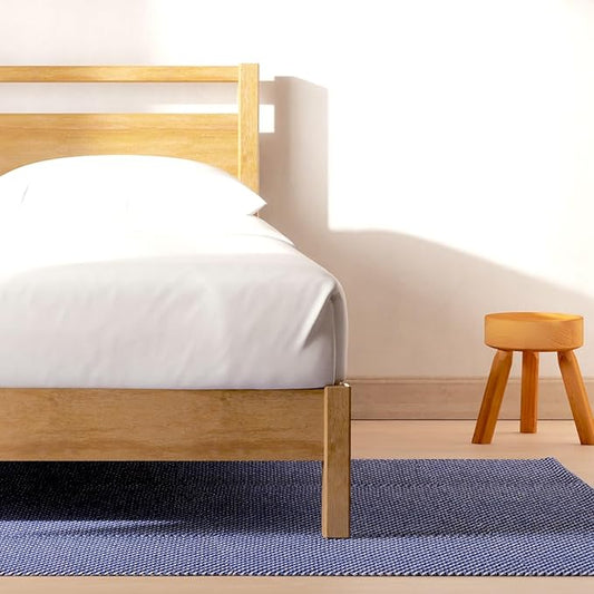 LIFEMENT Signature Wood Platform Bed Frame with Headboard, Essential, Noise Free, Under Bed Storage, No Box Spring Needed, Easy Assembly (Natural, King (U.S. Standard))