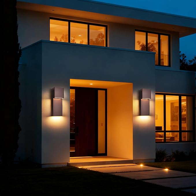 15IN Outdoor Wall Sconce Fixture,Dusk to Dawn Patio Lights,Waterproof Exterior Lamp,Modern Wall Mounted with 17W 3000K LED, Bronze Finish,Outside Lights for House Front Door Entryway