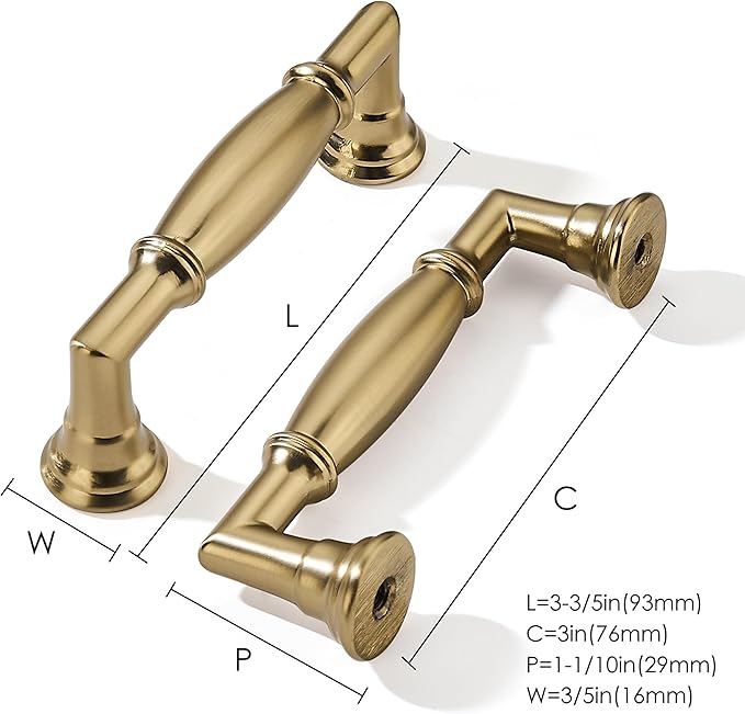 khtumeware 10 Pack 3 Inch(76mm) Champagne Bronze Cabinet Pulls Heavy Duty Solid Satin Brass Cabinet Handles Kitchen Cabinet Hardware for Cupboard Drawer Handles Dresser Pulls