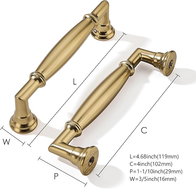 khtumeware 10 Pack 4 Inch(102mm) Champagne Bronze Cabinet Pulls Heavy Duty Soild Satin Brass Cabinet Handles Kitchen Cabinet Hardware for Cupboard Drawer Handles Dresser Pulls