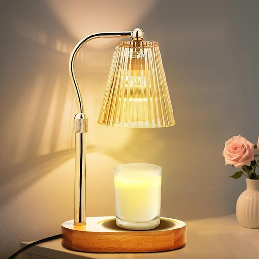MISERWE Candle Warmer Lamp with 2Bulbs, Adjustable Height Dimmable Wax Warmer with Timer, Wax Melt Warmer with 4 Brightnes, Candle Warmer Light for Mothers Day/Birthday Gifts