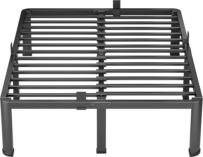 14 Inch King Heavy Duty 3500 lbs Bed Frame with Round-Corner Legs & Anti-Squeak Design – Quick Assembly Metal Platform, No Box Spring Needed