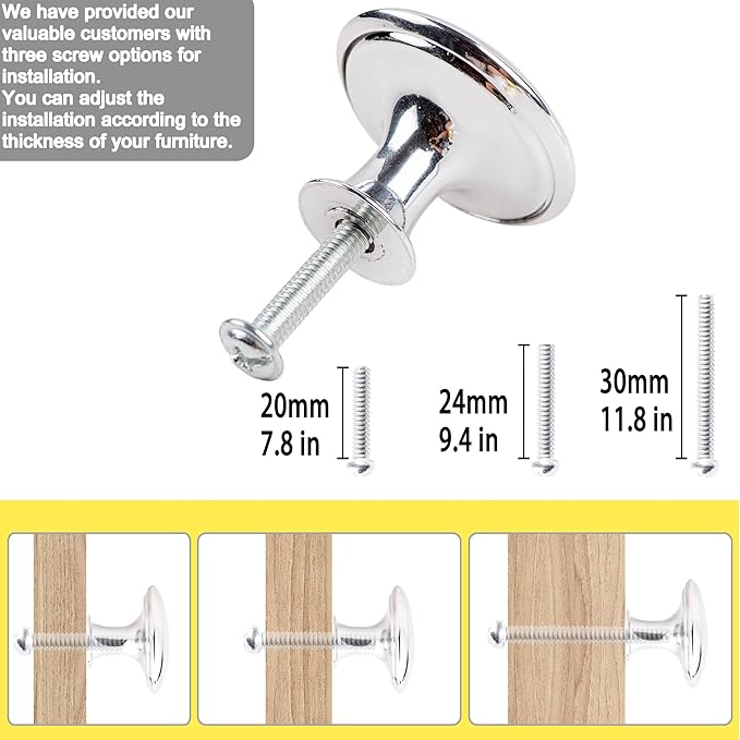 20 Pack Silver Round Antique Brass Kitchen Cabinet Knobs Cupboard Door Knobs Drawer Handle Pulls Dresser Knobs with 21 Pcs Screws for Bathroom Drawer Door Hardware