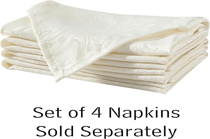 Newbridge Barcelona Luxury Damask Fabric Tablecloth, 60” Wide x 84” Oval, Antique White, 100% Polyester, No Iron, Soil Resistant Dining Room, Party and Banquet Table Cover