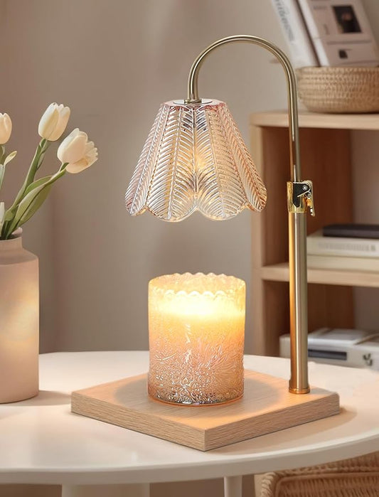 Candle Warmer Lamp with Timer & Dimmer, 2 Bulbs, Height Adjustable, Fit All Size Jar Scented Candles, Safe Aromatherapy Light for Sleep, Work, Yoga, Bedroom, Office, Gift (Amber)