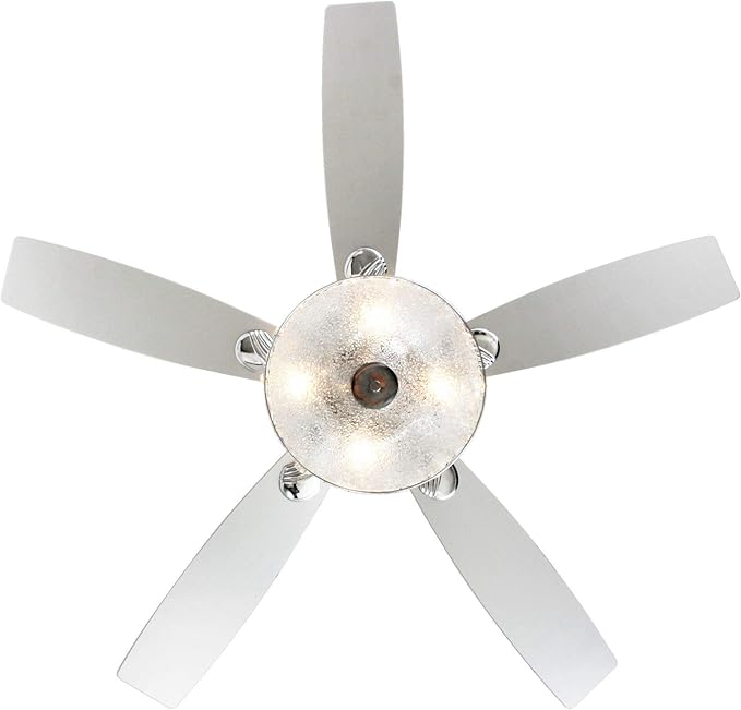 Parrot Uncle Ceiling Fans with Lights and Remote, 52 Inch Chandelier Ceiling Fan with Light for Bedroom Living Room, Modern Flush Ceiling Fan with Crystal Light, 5 Reversible Blades, Noiseless, Silver
