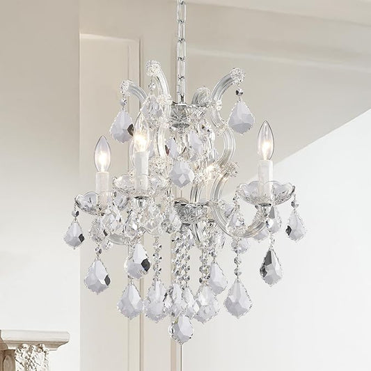 Modern Crystal Chandeliers for Dining Room - Small Crystals Chandelier Lights for Girls Bedroom, Dining Room, Hallway, Kitchen Island, Bathroom, Closet
