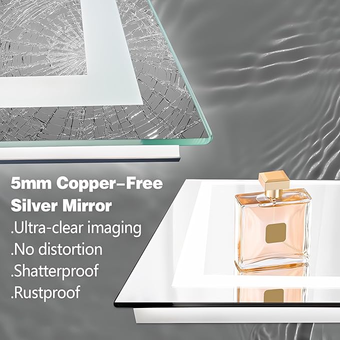 Niccy 36" x 24" LED Bathroom Mirror with Lights, Backlit and Front Lit, Lighted Vanity Mirror for Wall with 3 Colors, Anti-Fog, Shatter-Proof, Memory for Bedroom, Horizontal/Vertical