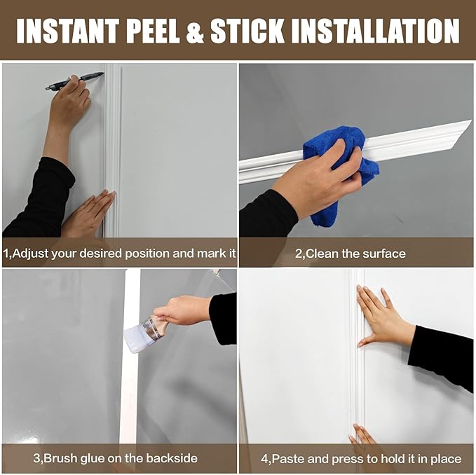 1 Set Peel and Stick Wall Molding Kit - Inner and Outer Layers Style Accent Wall Molding, Ready-to-Assemble Pre Made Wainscoting Wall Panel for Home Décor (Premium Textured Finish)