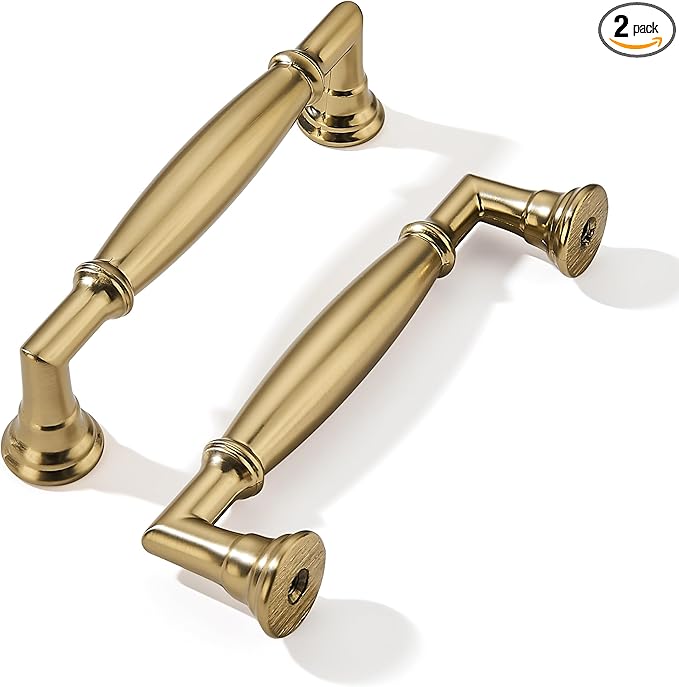 khtumeware 2 Pack 3-3/4 Inch(96mm) Champagne Bronze Cabinet Pulls Heavy Duty Solid Satin Brass Cabinet Handles Kitchen Cabinet Hardware for Cupboard Drawer Handles Dresser Pulls