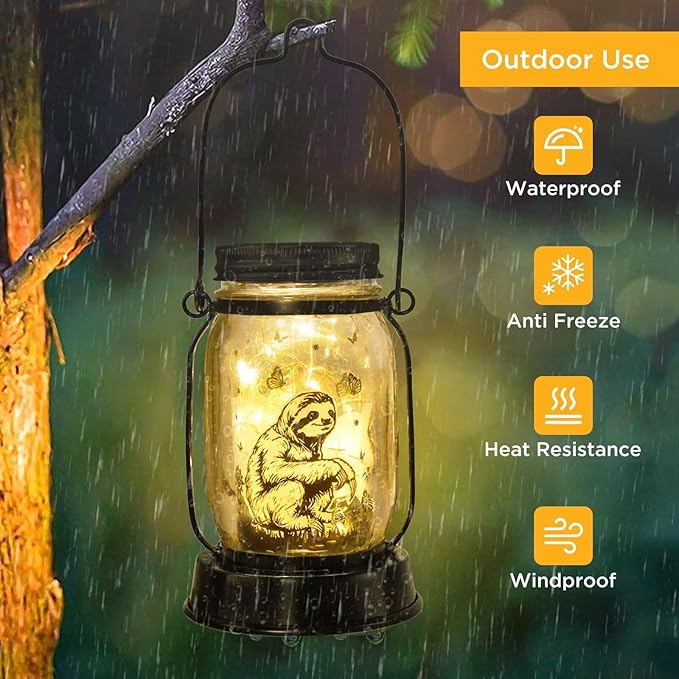 Sloth Gifts for Women/Men/Kids Sloth Animal Lovers Solar Lantern Mom Birthday, Mothers Day, Christmas Animal Gifts, Solar Garden Decoration, Yard, Patio,Backyard,Porch, Torches, Night Light Room Decor