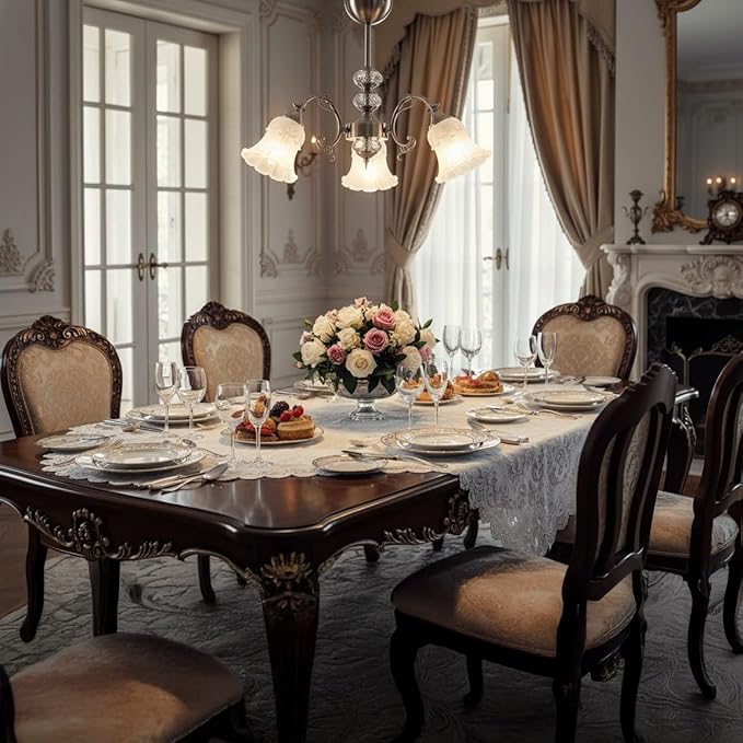 Farmhouse Chandelier, Vintage French Country 3-Light Ceiling Light, Frosted Glass Bell Shades, Crystal Accents, Antique Bronze Metal, Floral Chandelier, Elegant Lamp for Dining Room, Living Room