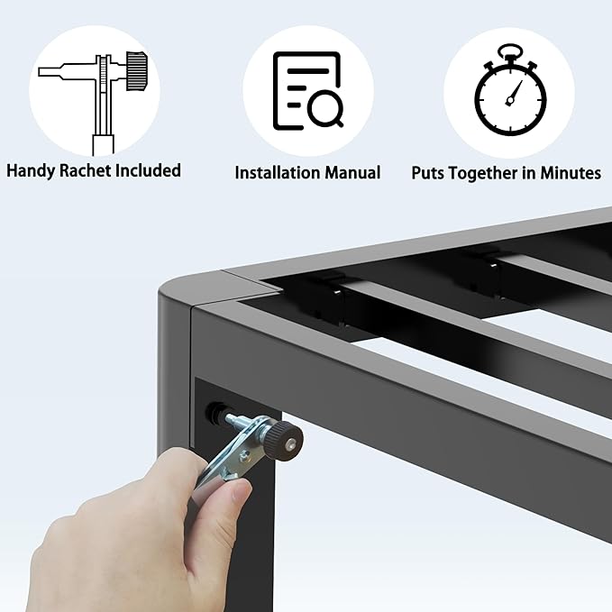 FUIOBYVV 10 Inch Twin Bed Frame with Round Corner Edge Legs 3500 lbs Metal Heavy Duty Steel Slats Support No Box Spring Needed Platform Noise Free Easy Assembly