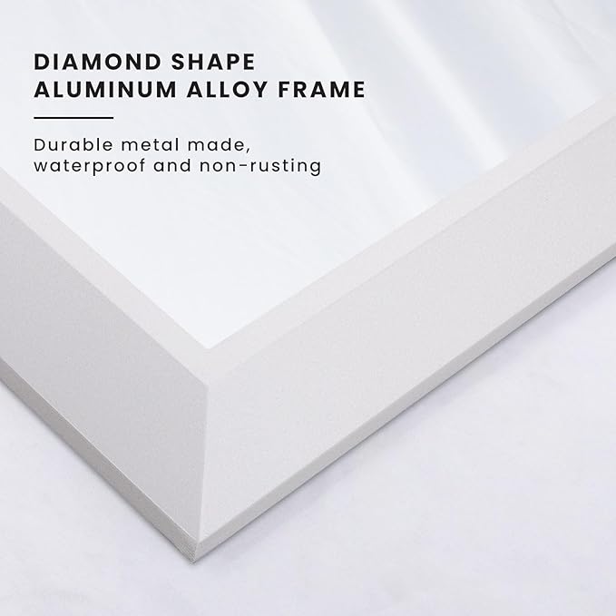 Amorho Bathroom Mirror, 40x36 Inch White Thick Metal Framed Wall Mirrors for Over Sink, Bedroom, Living Room, Entryway, Rectangle Wall-Mounted Mirrors(Horizontal/Vertical).