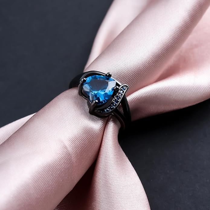 Engagement Rings for Women AAA+ Heart Cubic Zirconia Promise Rings for Her Valentines Day Gifts Womens Rings Black Gold Gothic Rings Promis Ring Wedding Rings Statement Rings for Women