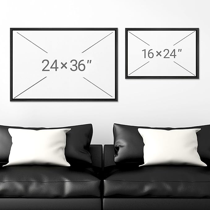 MUDECOR Framed Canvas Print Wall Art Antique Landscape Serene Tree and Mountain Scene Illustrations Realism Decorative Scenic Panoramic Earth for Living Room, Bedroom, Office - 16"x24" Black