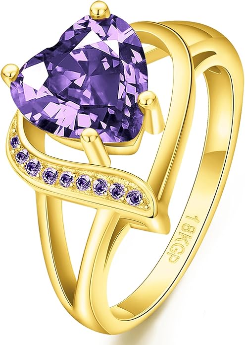 Engagement Rings for Women AAA+ Heart Cubic Zirconia Promise Rings for Her Valentines Day Gifts Womens Rings Black Gold Gothic Rings Promis Ring Wedding Rings Statement Rings for Women