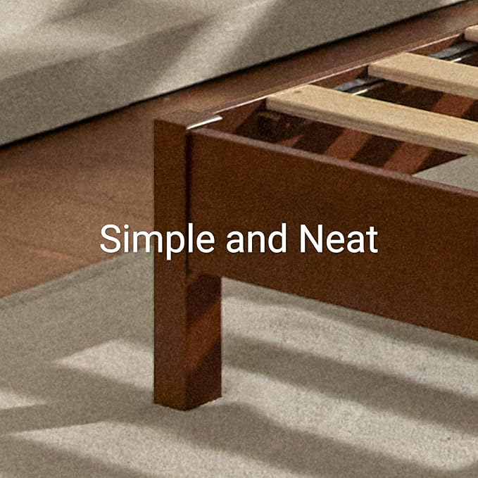 LIFEMENT Twin Signature Wood Platform Bed Frame Cherry, Noise-Free, Under Bed Storage, No Box Spring Needed, Easy Assembly