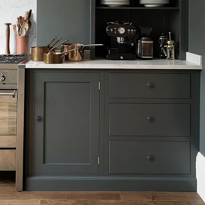 khtumeware 5 Pack 1-1/4 Inch(32mm) Matte Black Round Cabinet Knobs Heavy Duty Soild Cabinet Knobs Kitchen Cabinet Hardware for Cupboard Drawer Handles