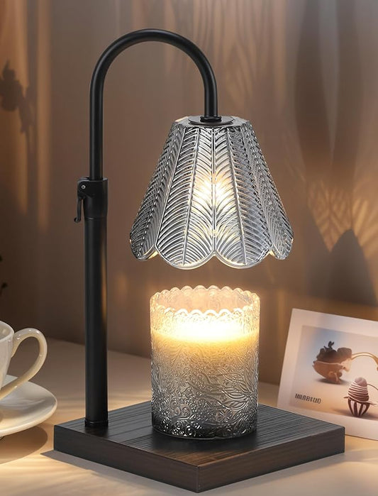 Candle Warmer Lamp with Timer & Dimmer, 2 Bulbs, Height Adjustable, Fit All Size Jar Scented Candles, Safe Aromatherapy Light for Sleep, Work, Yoga, Bedroom, Office, Gift (Smoky Gray)