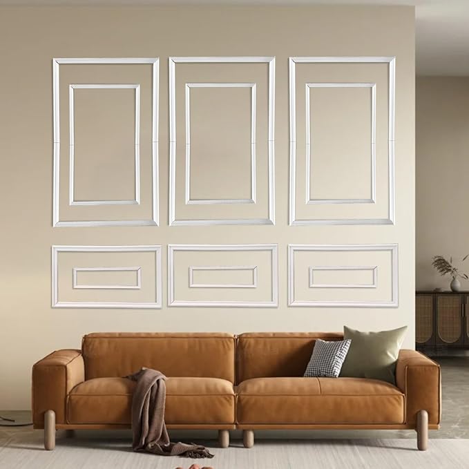 1 Set Peel and Stick Wall Molding Kit - Inner and Outer Layers Style Accent Wall Molding, Ready-to-Assemble Pre Made Wainscoting Wall Panel for Home Décor (Premium Textured Finish)