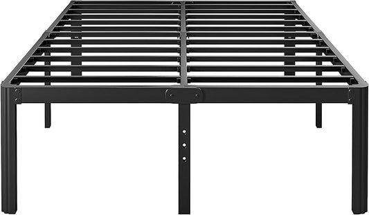 Hunlostten 18in Full Size Bed Frame No Box Spring Needed, Heavy Duty Metal Platform Bed Frame Full with Round Corners, Easy Assembly, Noise Free, Black