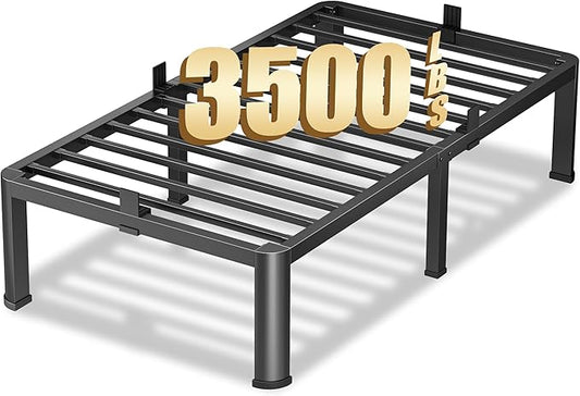 14 Inch Twin XL Heavy Duty 3500 lbs Bed Frame with Round-Corner Legs & Anti-Squeak Design – Quick Assembly Metal Platform, No Box Spring Needed