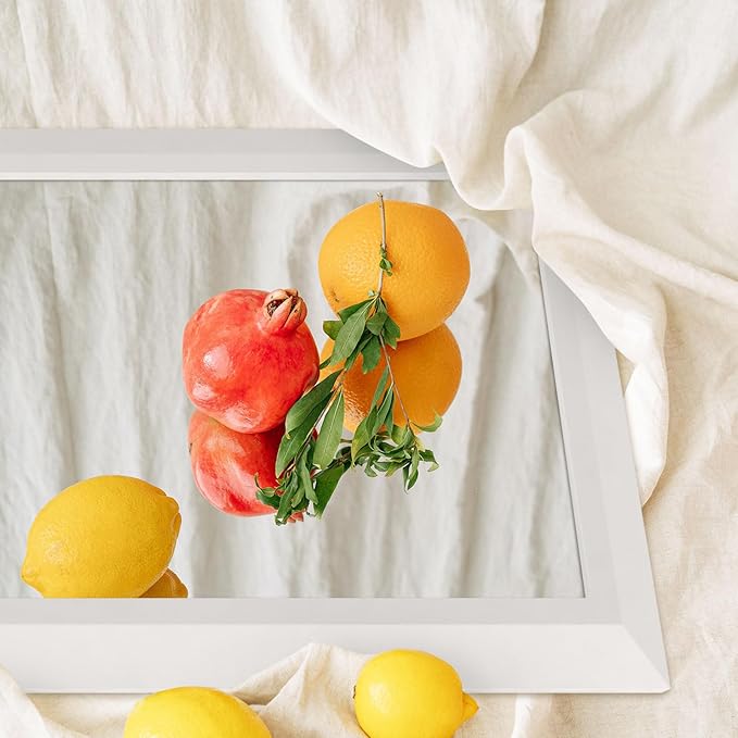 Amorho Bathroom Mirror, 40x36 Inch White Thick Metal Framed Wall Mirrors for Over Sink, Bedroom, Living Room, Entryway, Rectangle Wall-Mounted Mirrors(Horizontal/Vertical).