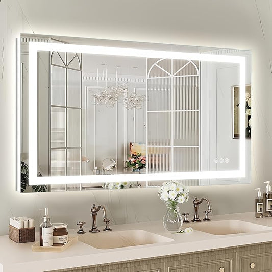 Niccy 40" x 24" LED Bathroom Mirror with Lights, Backlit and Front Lit, Lighted Vanity Mirror for Wall with 3 Colors, Anti-Fog, Shatter-Proof, Memory for Bedroom, Horizontal/Vertical