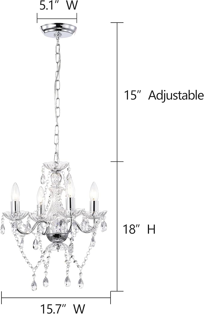 LaLuLa Chrome Chandelier Modern Mini Acrylic Crystal Chandelier Lighting 4 Light Candle Style Chandeliers for Dining Room