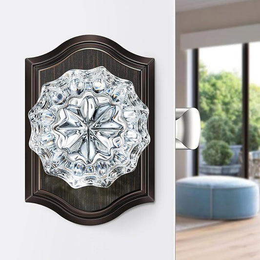 Passage Glass Door Knobs, Oil Rubbed Bronze Crystal Door Knobs, Antique Glass Crystal Doorknob for Closet and Hall, Vintage Interior