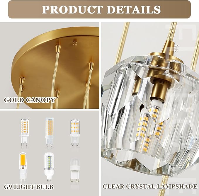 10 Light Crystal Chandeliers Brushed Gold Cluster Pendant Light Fixture Long High Ceiling Crystal Staircase Chandelier Modern Raindrop Hanging Chandelier