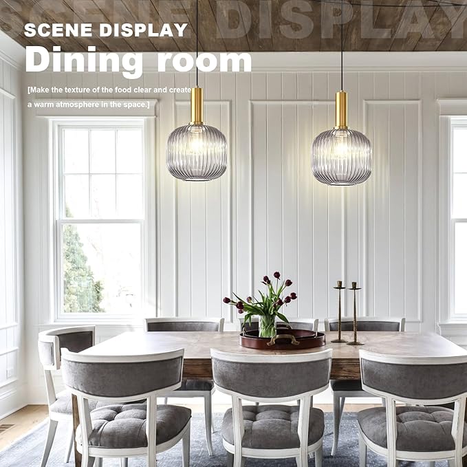 Vintage Plug in Pendant Lights 2 Pack, Industrial Hanging Lamp with Smoke Gry Glass Shade, Mid Century Hanging Chandelier Plug in Light Fixture for Kitchen Dining Room Living Room Ceiling