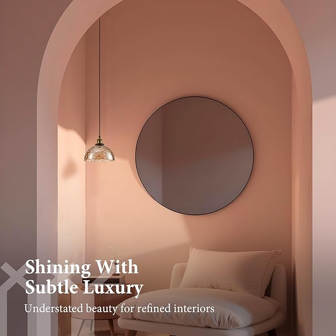 Modern Glass Pendant Light, 9.6"x4.8" Amber Ribbed Globe Light Fixture with Gold Cap, 15"-72" Adjustable Cord, E26 Socket for Dining or Lounge Areas – Sunrise Glow Bell