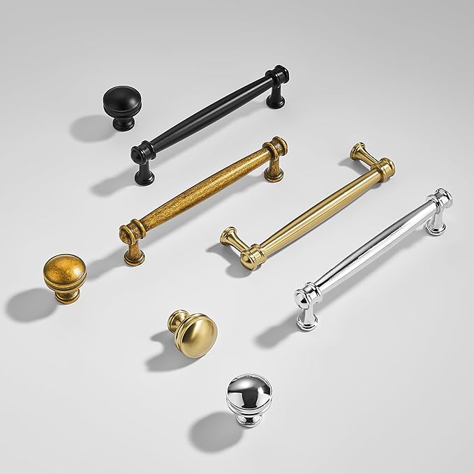 2 Pack 1-1/4 inch Kitchen Cabinet Knobs - Matte Black Zinc Round Knobs and Drawer Pulls for Cabinets and Dressers