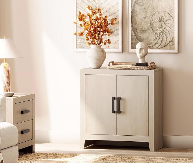 WAMPAT Farmhouse TV Stand with Storage Cabinet for TVs up to 50 Inch, Rustic Entertainment Center with Doors & Shelves, Media Console Table for Living Room, Bedroom, or Office, Beige