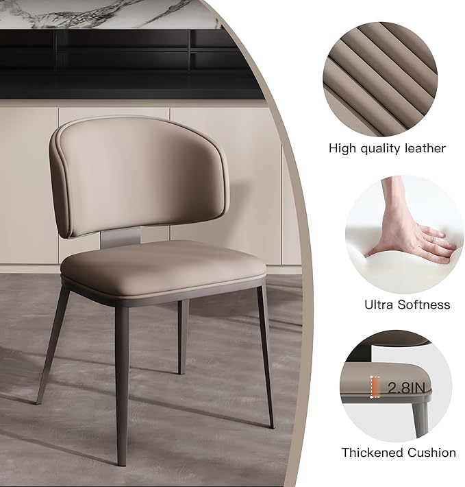 Dining Chairs Set of 4 Modern High Backrest Comfortable, Fashion Upholstered Kitchen Room Chair Armless Dinner Room Chair with Metal Legs for Living Room （Milk Coffee of 4）